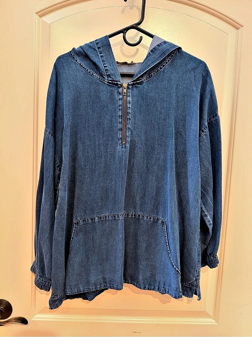 Soft Surroundings Nantucket Tencel Tunic with a Hood Blue Large EUC